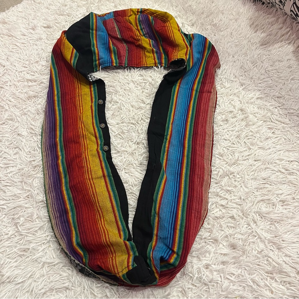 Infinity Hoods Rainbow Reversible Print Hood Unisex Scarf Multi Color